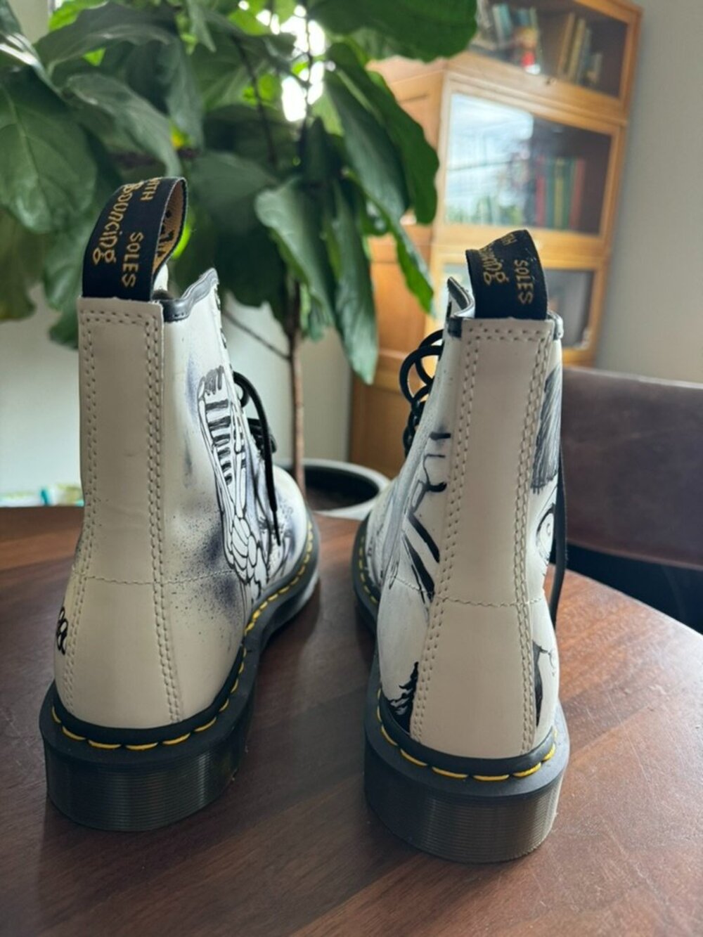 Dr. Martens 1460 Custom Punk Rock 8-Eye White Leather Combat Boots - Picture 3 of 5